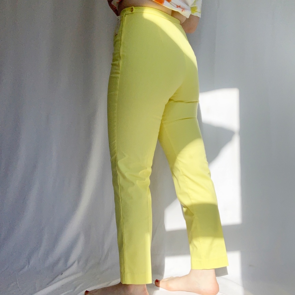 Vintage 60s Yellow High Waisted Cigarette Pants 25
